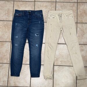 Tommy Hilfiger ZARA Blue and Cream Skinny Jeans 👖 size 30 / 10 new 2 pc jeans